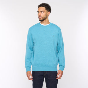 G54K04 Mens Plain Crew Kneck Knit Gabicci Classic - AQUA