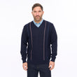 G56M01 Mens Pattern Front Knit V-Neck Gabicci Classic - NAVY