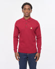 V57GK08 Mens Francesco Long Sleeve Plain Knit Polo Gabicci Vintage - CLARET