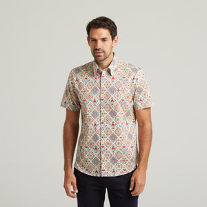 G54W09 Mens Short Sleeve Printed  Shirt Gabicci Classic - CREAM