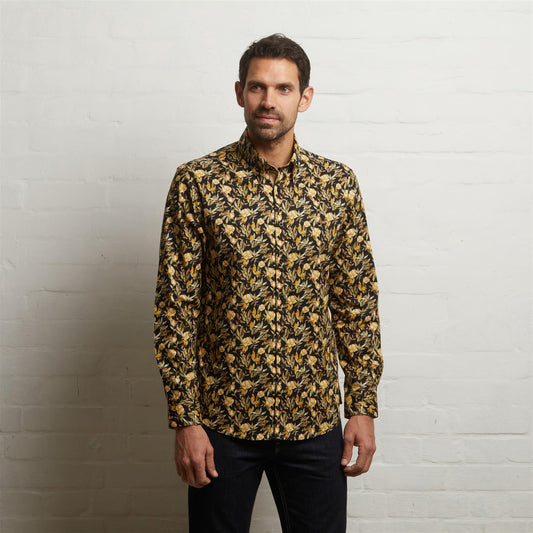 G55W07 Long Sleeve Printed Woven Shirt Gabicci Classic BLACK