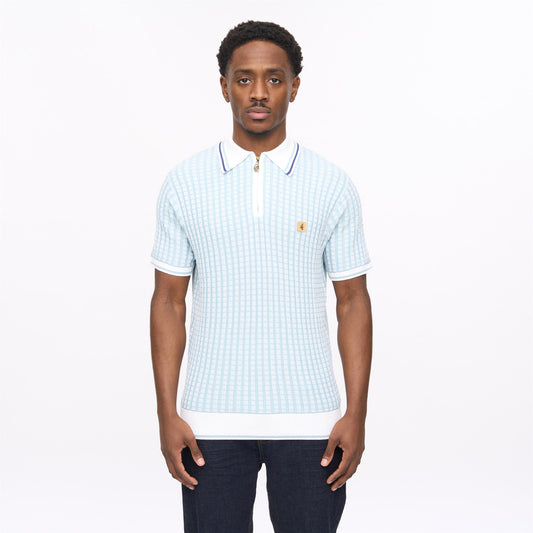 V56GM07 Mens Jura Short Sleeve Zip Neck Knit Polo Gabicci Vintage - MINT
