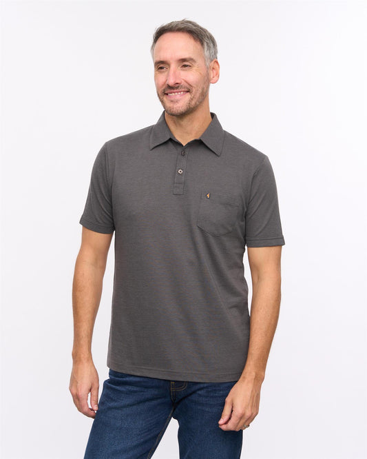 G57Z17 Mens Short Sleeve Oxford Jersey Polo Gabicci Heritage - CHARCOAL