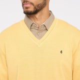 G54K01 Mens Plain Vee Kneck Knit Gabicci Classic - PINEAPPLE