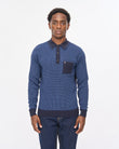 V57GM10 Mens Harry Long Sleeve Knit Polo Gabicci Vintage - NAVY