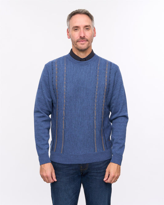 G57M05 Mens Pattern Front Knit Crew Neck Sweater Gabicci Heritage - AIRFORCE