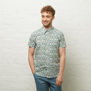V54GW09 Mens Liam Short Sleeve Pattern Shirt Gabicci Vintage - AZURE