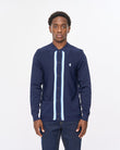V57GM26 Mens Bromley Long Sleeve Button Thru Knit Polo Gabicci Vintage - NAVY