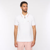 G54M08 Mens Short Sleeve Zip Neck Knitted Polo Gabicci Classic - WHITE