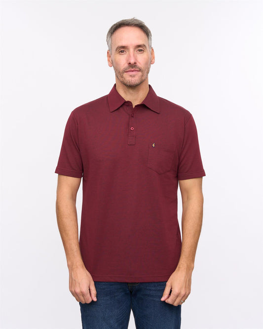 G57Z17 Mens Short Sleeve Oxford Jersey Polo Gabicci Heritage - CLARET