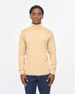 V57GK09 Mens Ricardo Long Sleeve Plain Knit Roll Neck Gabicci Vintage - CARAMEL