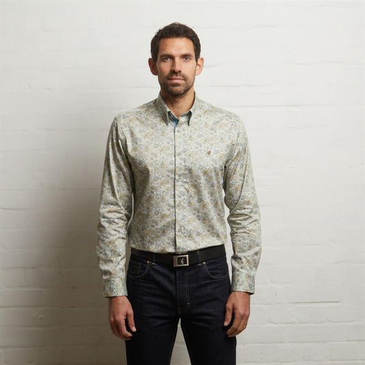 G55W09 Long Sleeve Printed Woven Shirt Gabicci Classic ICEBERG