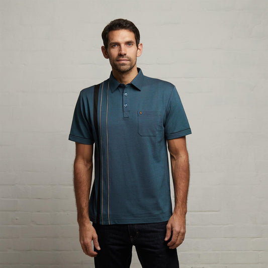 G53X05 Mens Short Sleeve Oxford Jersey Polo Shirt Gabicci Classic - TEAL