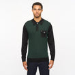V55GM10 Mens Hansen Long Sleeve Knitted Three Button Polo Gabicci Vintage - BLACK