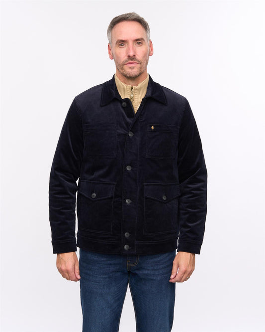 G57J01 Mens Workwear Corduroy Jacket Gabicci Heritage - NAVY