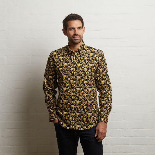 G55W07 Long Sleeve Printed Woven Shirt Gabicci Classic BLACK