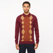 V55GM02 Mens Bond Long Sleeve Knitted Three Button Polo Gabicci Vintage - MULBERRY