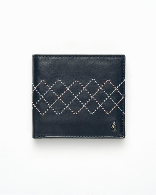 AGABW23 Cross Stitch Coin Pocket Wallet NAVY