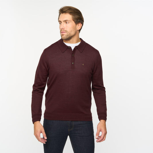 G55K20 Merino Polo Neck Sweater Gabicci Classic MULBERRY