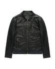 AGABJ02 Leather Harrington Jacket BLACK