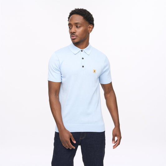 V56GK04 Mens Jackson Short Sleeve Plain Knit Polo Gabicci Vintage - SURF
