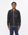 V57GM25 Mens Nick Long Sleeve Zip Thru Knit Polo Gabicci Vintage - BLACK