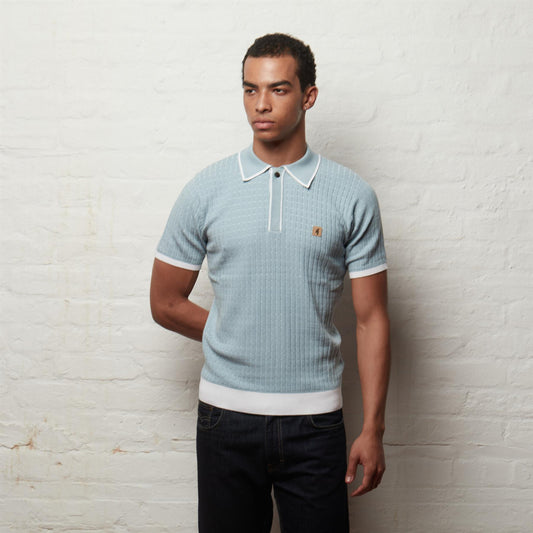 V56GM11 Mens Osbourne Short Sleeve Knit Polo Gabicci Vintage - MINT