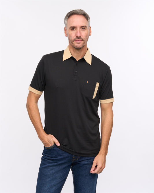 G57X10 Mens Short Sleeve Jersey Polo Gabicci Heritage - BLACK