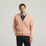 G54K02 Mens Plain Vee Kneck Cardigan Gabicci Classic - PEACH