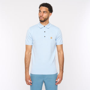 V54GK04 Mens Jackson Short Sleeve Plain Knitted Polo Gabicci Vintage - AZURE