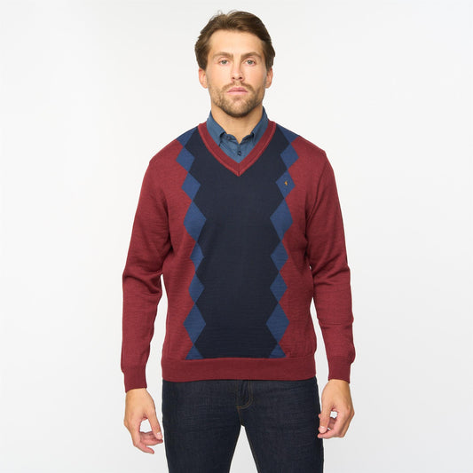G55M06 Fancy Vee Neck Sweater Gabicci Classic MULBERRY