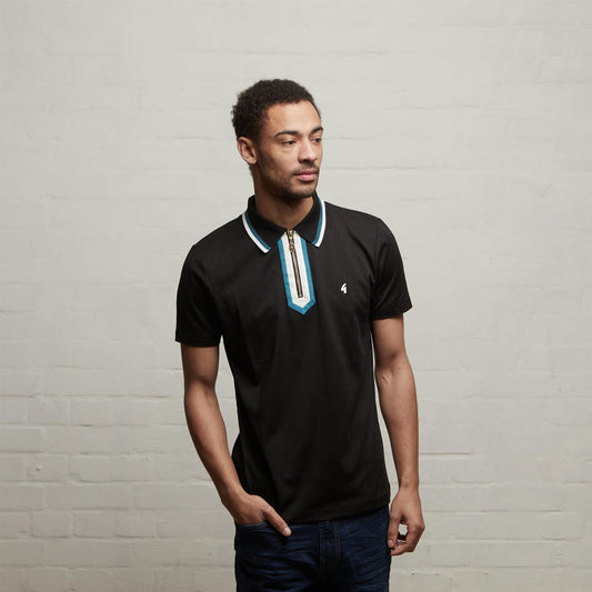 V53GX06 Mens George Archive Collection Jersey Polo Shirt Gabicci Vintage - BLACK