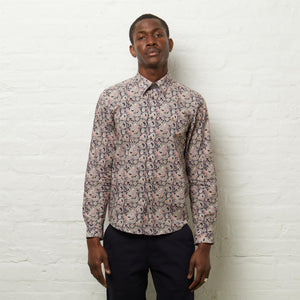 V54GW10 Mens Sanchez Long Sleeve Pattern Shirt Gabicci Vintage - NAVY