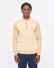 V57GM08 Mens Danson Long Sleeve Knit Polo Gabicci Vintage - CARAMEL