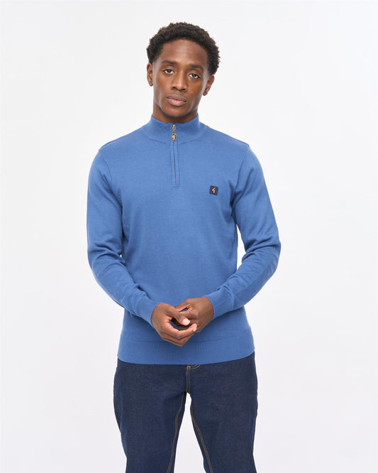 V57GK15 Mens Naxton Long Sleeve Plain Knit Zip Neck Gabicci Vintage - AIRFORCE