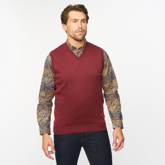 G55K03 Plain Vee Neck Slipover Gabicci Classic MULBERRY