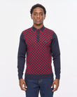 V57GM08 Mens Danson Long Sleeve Knit Polo Gabicci Vintage - NAVY