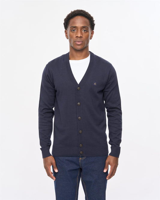 V57GK22 Mens Macklin Long Sleeve Button Thru Cardigan Gabicci Vintage - NAVY
