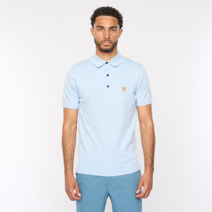 V54GK04 Mens Jackson Short Sleeve Plain Knitted Polo Gabicci Vintage - AZURE