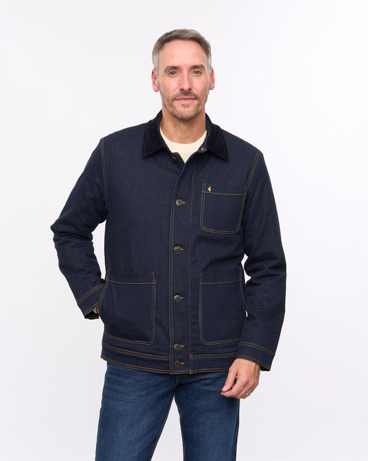 G57J03 Mens Workwear Denim Jacket Gabicci Heritage - INDIGO