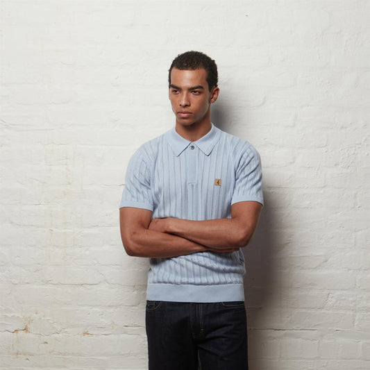 V56GM04 Mens Woodall Short Sleeve Knit Polo Gabicci Vintage - SURF