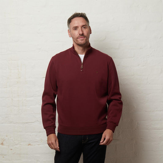 G56D01 Mens Quarter Zip Sweat Gabicci Classic - ROUGE
