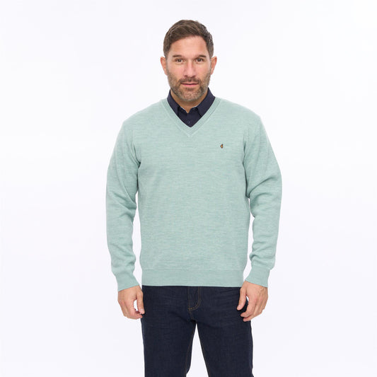 G56K01 Mens Plain Knit V-Neck Gabicci Classic - MINT