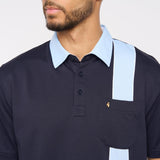G52X17 Mens Short Sleeve Plated Jersey Polo Shirt Gabicci Classic - NAVY