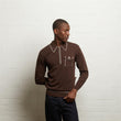 V55GM23 Mens Kiki Long Sleeve Archive Knitted Zip Neck Polo Gabicci Vintage - CLOVE