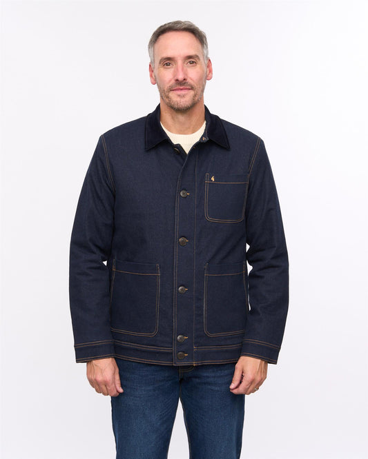 G57J03 Mens Workwear Denim Jacket Gabicci Heritage - INDIGO