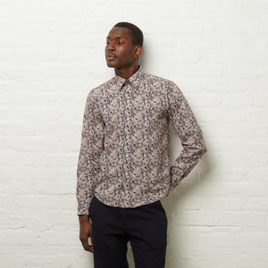 V54GW10 Mens Sanchez Long Sleeve Pattern Shirt Gabicci Vintage - NAVY
