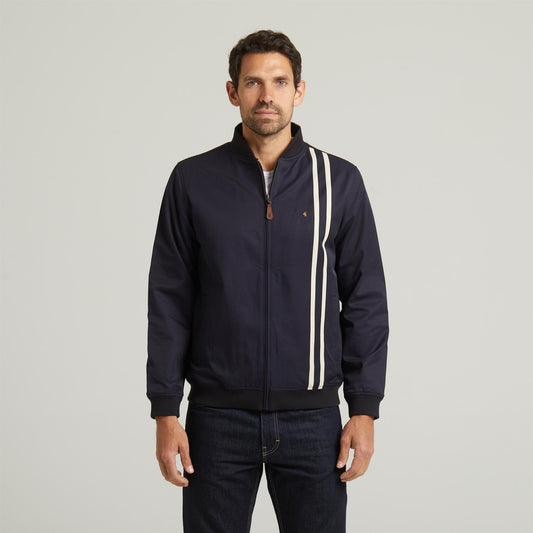 G54Q01 Mens Side Strip Zip Thru Jacket Gabicci Classic - NAVY