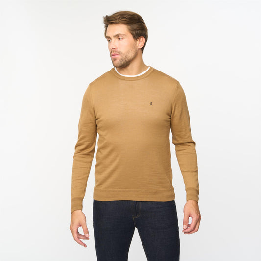 G55K22 Merino Crew Neck Sweater Gabicci Classic NUTMEG