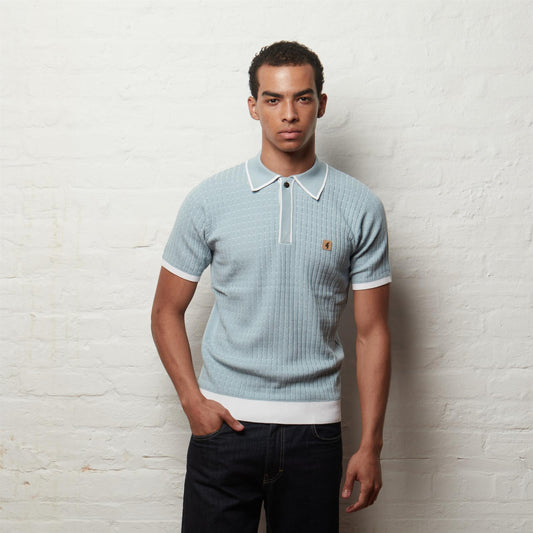 V56GM11 Mens Osbourne Short Sleeve Knit Polo Gabicci Vintage - MINT